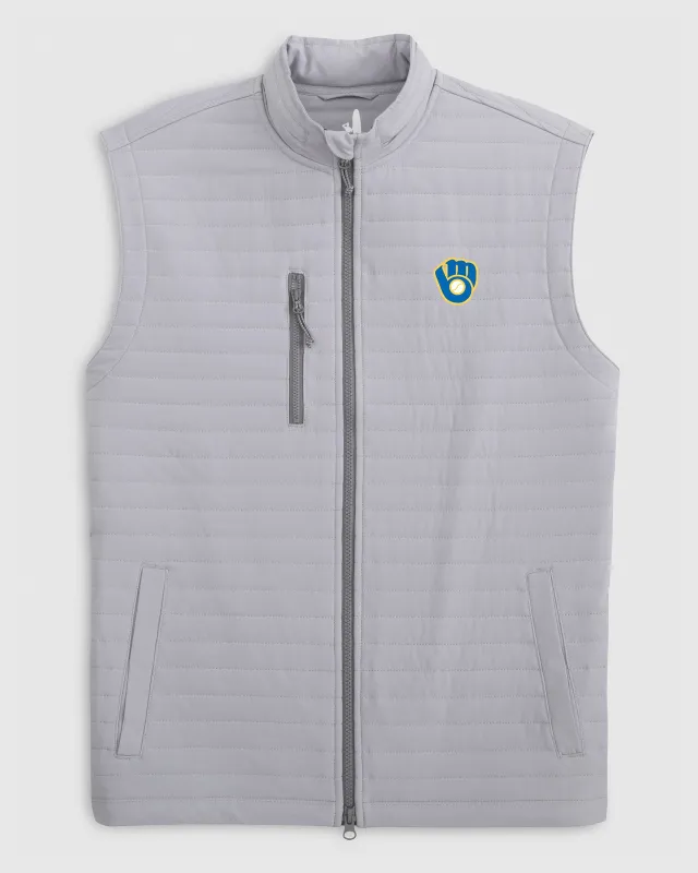Milwaukee Brewers Crosswind Quilted Performance Vest - Cooperstown Logo sold by Johnnie-O
