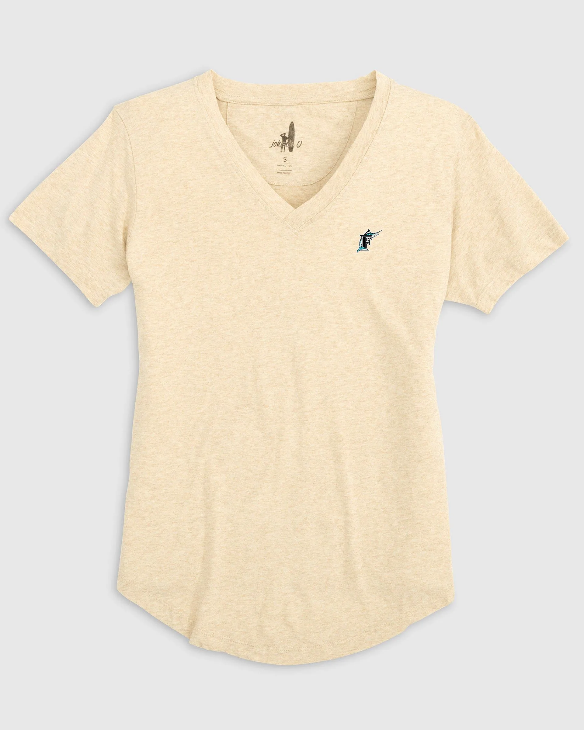 Women's Miami Marlins Merediths V-Neck T-Shirt - Cooperstown Logo sold by Johnnie-O product image thumbnail 2