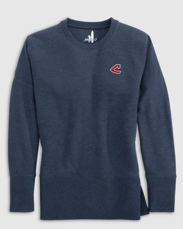 Women's Cleveland Guardians Brittany Crewneck Sweatshirt - Cooperstown Logo sold by Johnnie-O