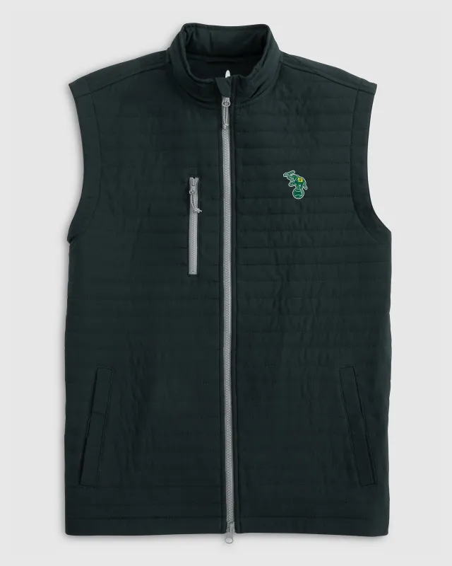 Oakland Athletics Crosswind Quilted Performance Vest - Cooperstown Logo sold by Johnnie-O