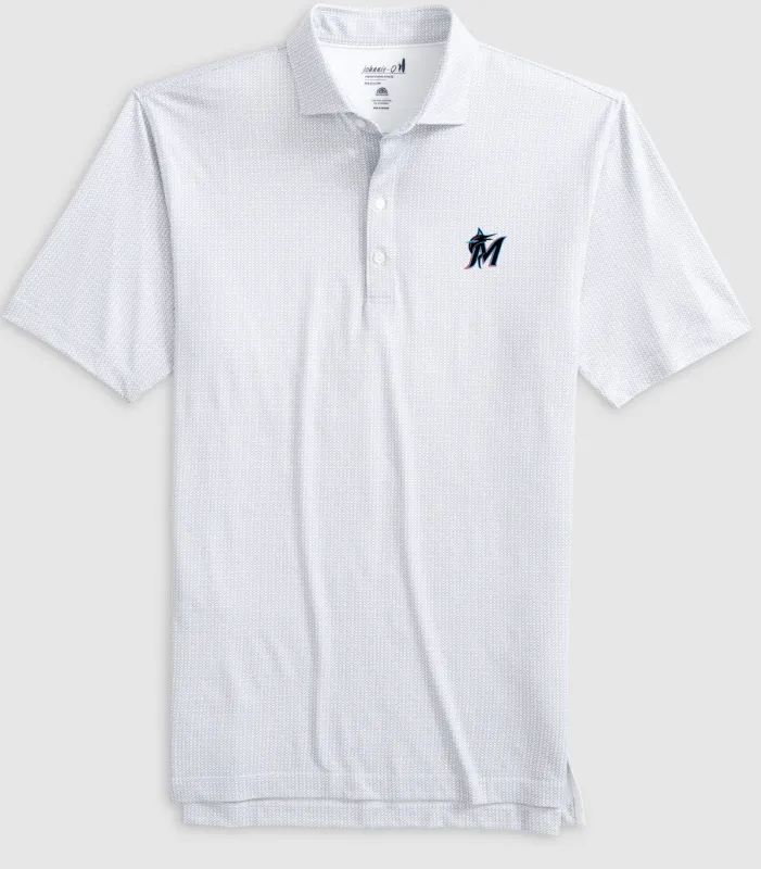 Miami Marlins Slade Performance Jersey Printed Polo made by Johnnie-O