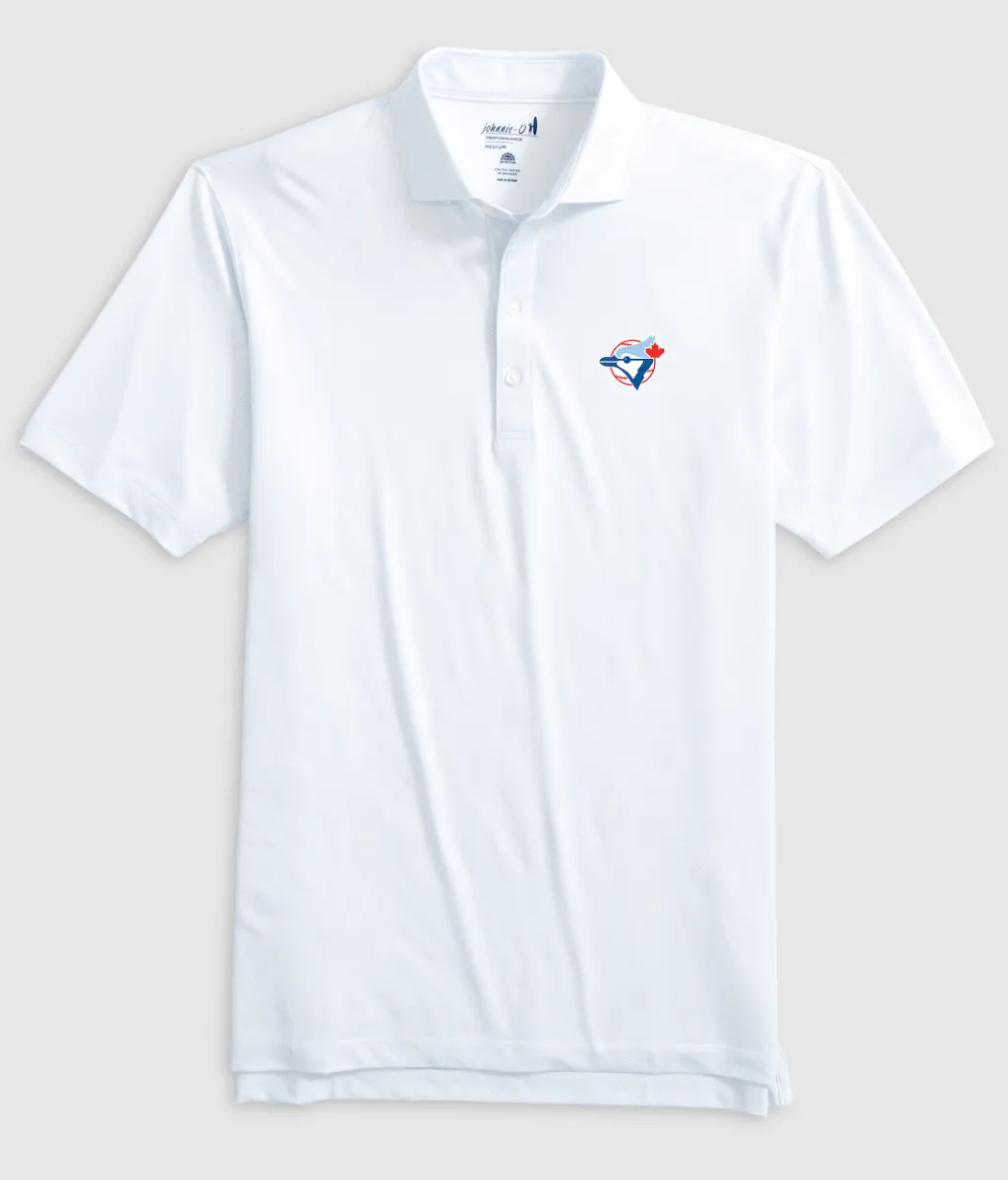 Toronto Blue Jays Slade Performance Jersey Printed Polo - Cooperstown Logo sold by Johnnie-O