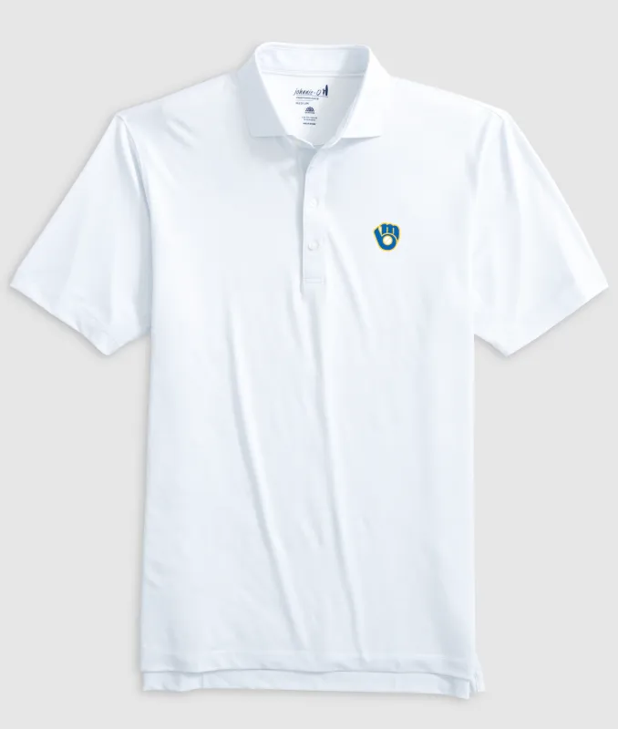 Milwaukee Brewers Slade Performance Jersey Printed Polo - Cooperstown Logo sold by Johnnie-O