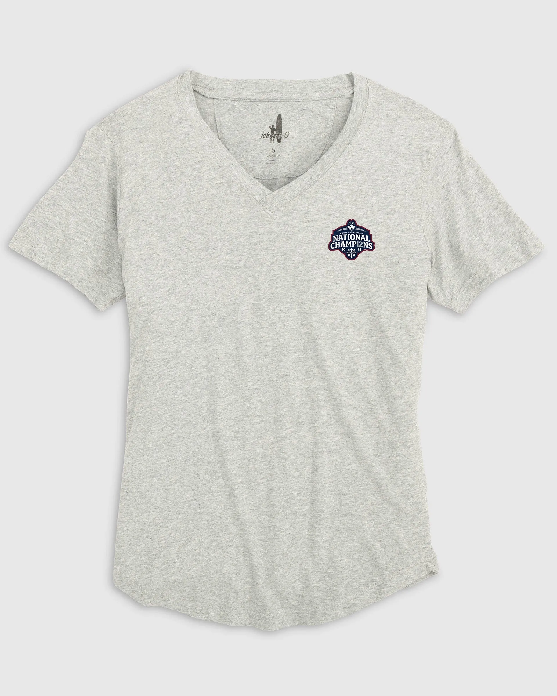Women's UConn Merediths V-Neck T-Shirt - 2025 Women's College Basketball Champions Logo sold by Johnnie-O