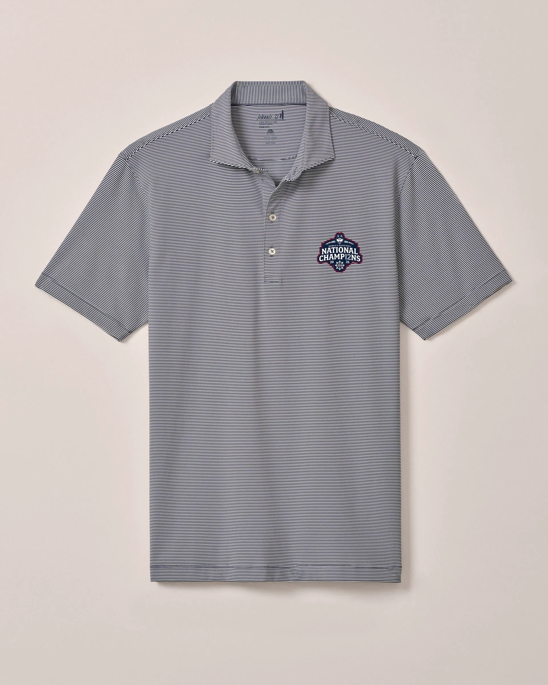 UConn Lyndonn Performance Jersey Striped Polo - 2025 Women's College Basketball Champions Logo sold by Johnnie-O product image thumbnail 3