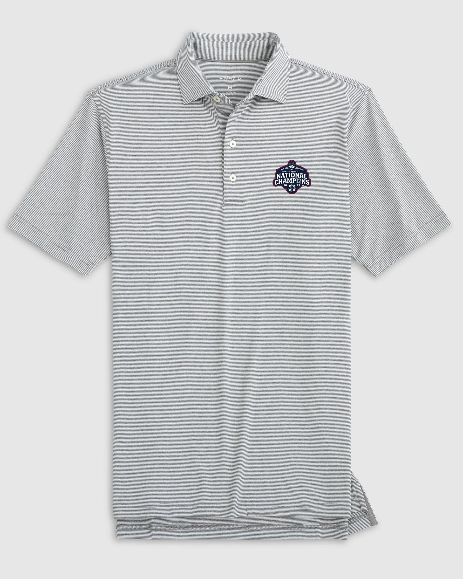 UConn Lyndonn Performance Jersey Striped Polo - 2025 Women's College Basketball Champions Logo sold by Johnnie-O product image thumbnail 2
