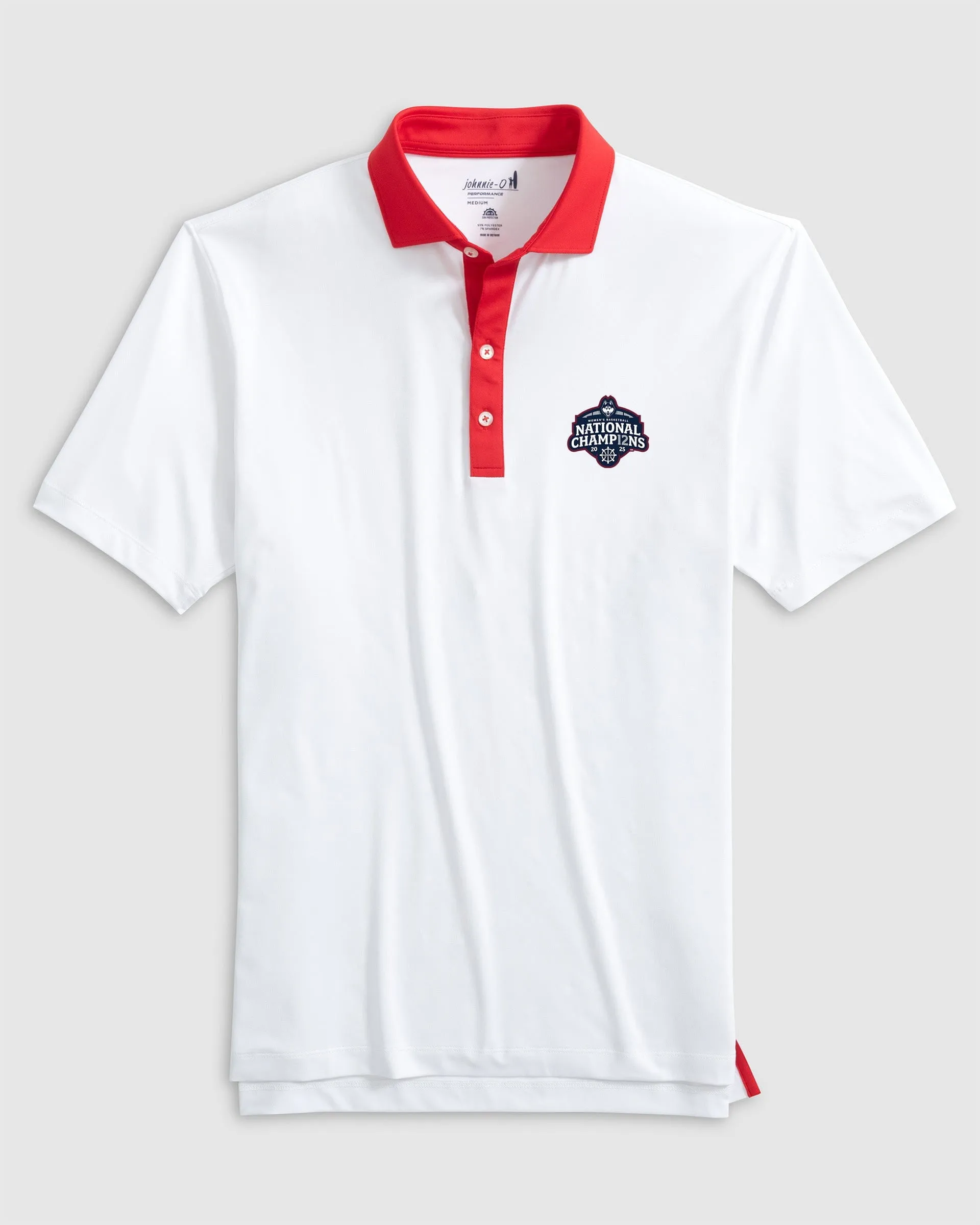 UConn Ramos Performance Jersey Polo - 2025 Women's College Basketball Champions Logo sold by Johnnie-O