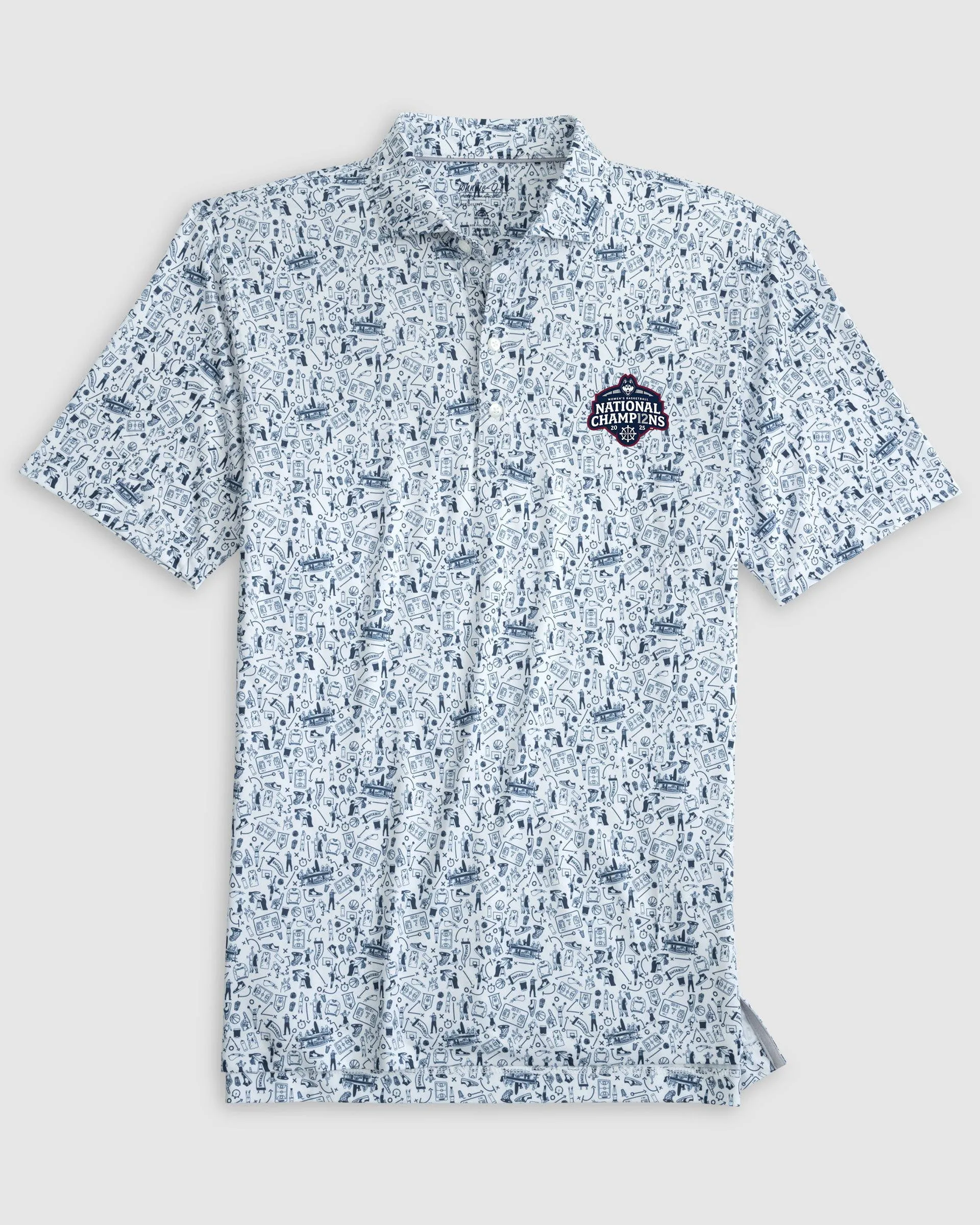 UConn Hoop There It Is Performance Jersey Polo - 2025 Women's College Basketball Champions Logo sold by Johnnie-O