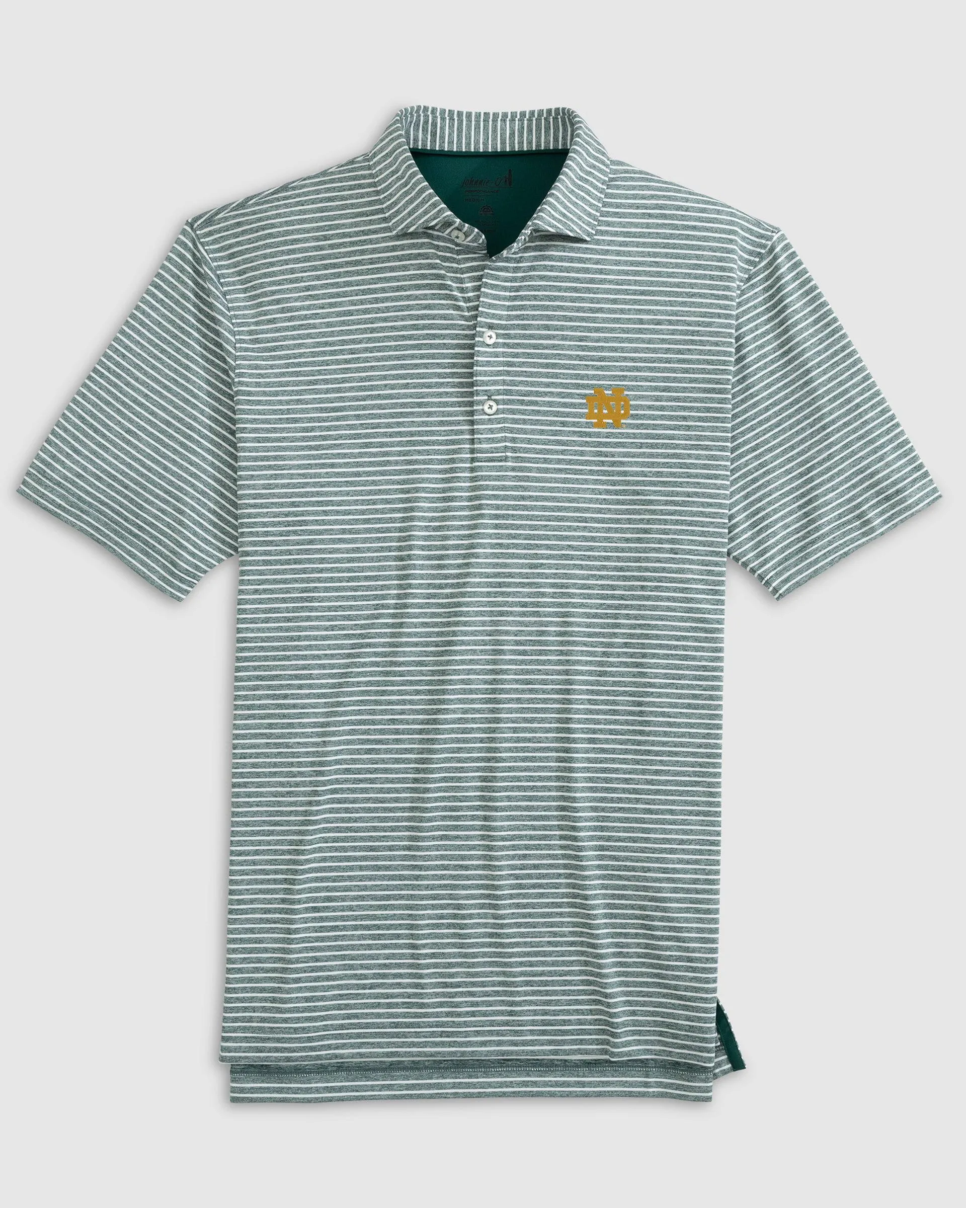 Notre Dame Clipper Striped Jersey Performance Polo sold by Johnnie-O