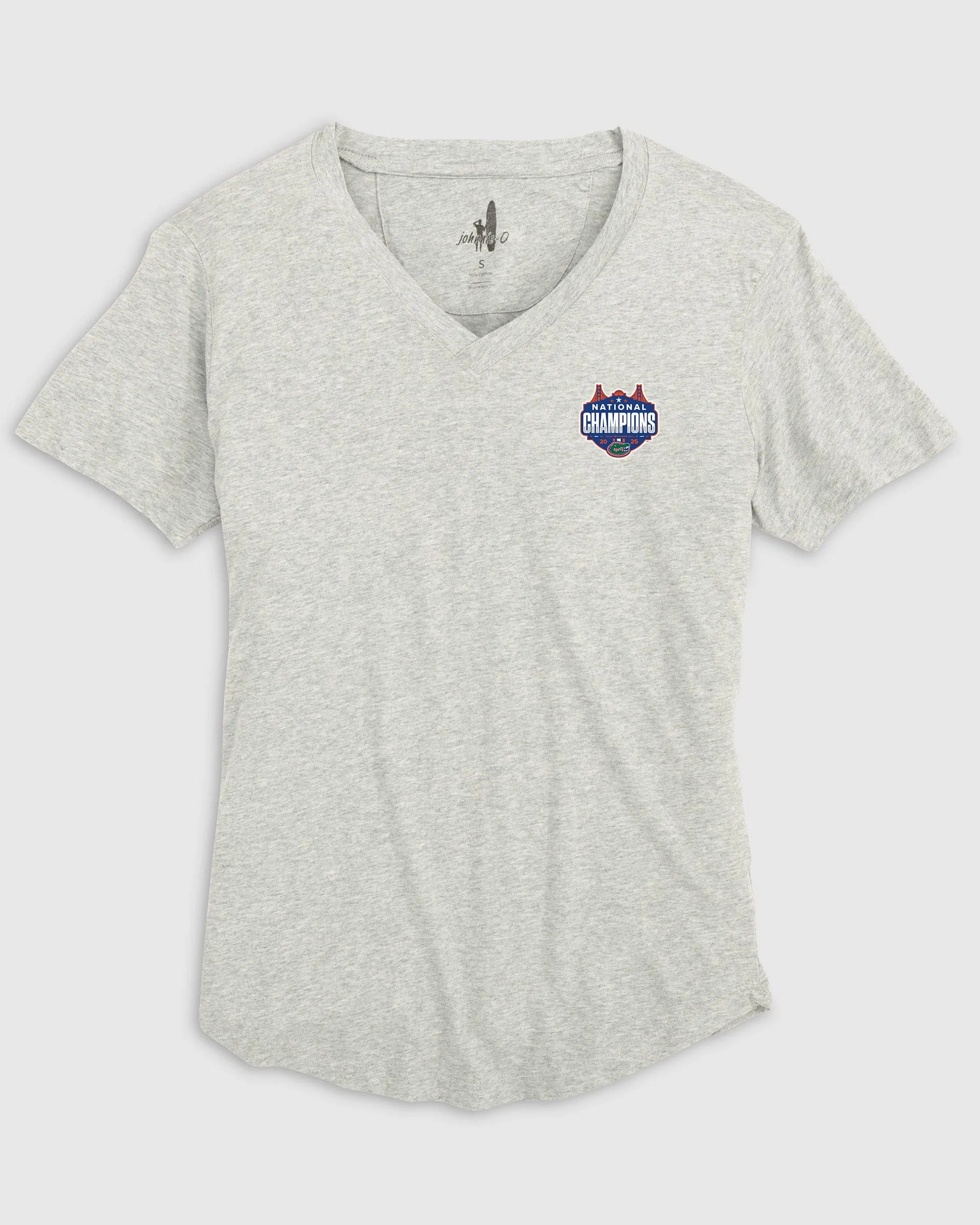 Women's Florida Merediths V-Neck T-Shirt - 2025 Men's College Basketball Champions Logo sold by Johnnie-O