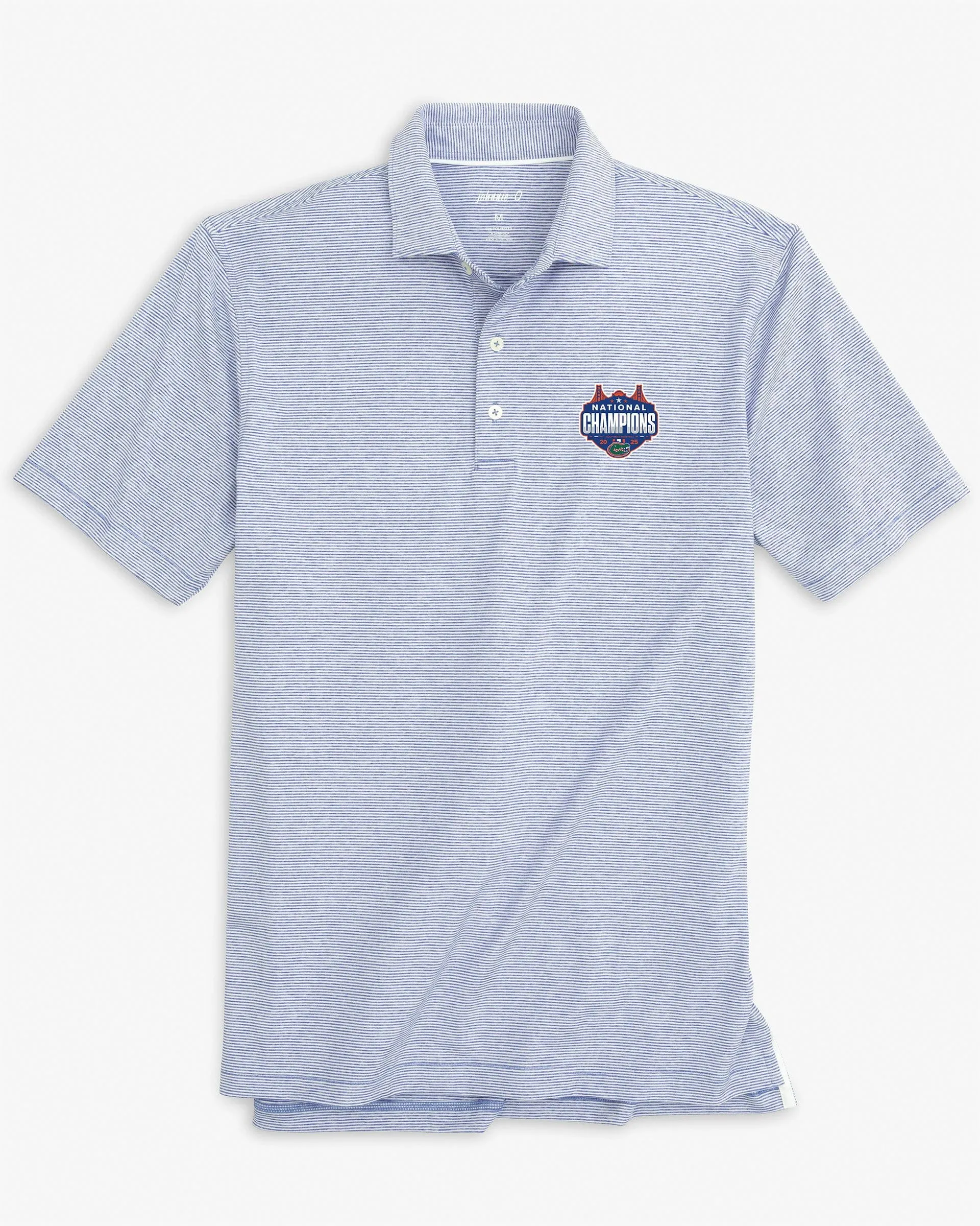 Florida Lyndonn Striped Jersey Performance Polo - 2025 Men's College Basketball Champions Logo sold by Johnnie-O product image thumbnail 3
