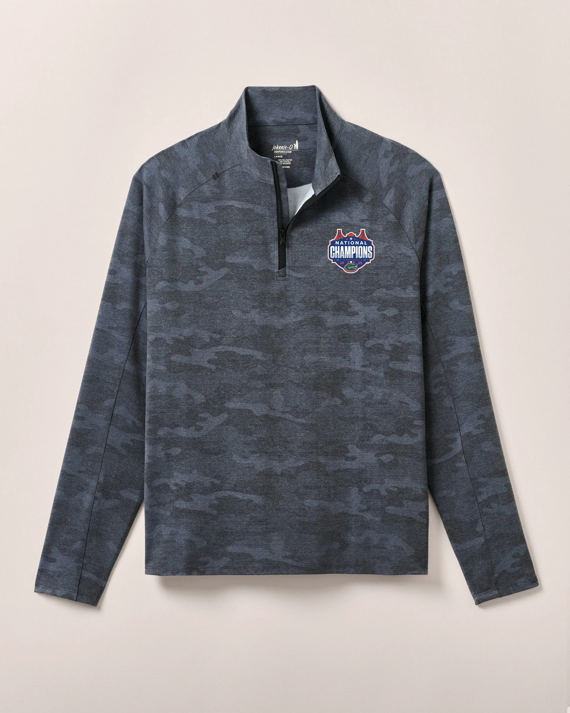 Florida Patton Performance Camo 1/4 Zip - 2025 Men's College Basketball Champions Logo sold by Johnnie-O