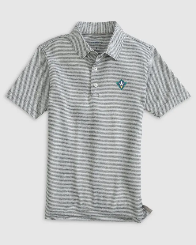 University of North Carolina Wilmington Lyndonn Jr. Striped Jersey Performance Polo made by Johnnie-O