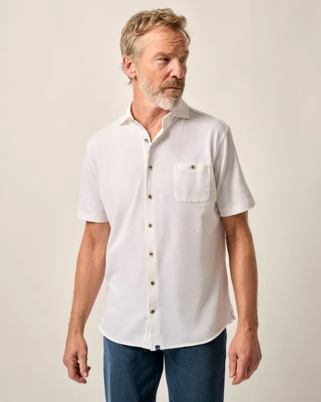 Short-Sleeve Knit Pique Button-Down Shirt - Tasca sold by Johnnie-O