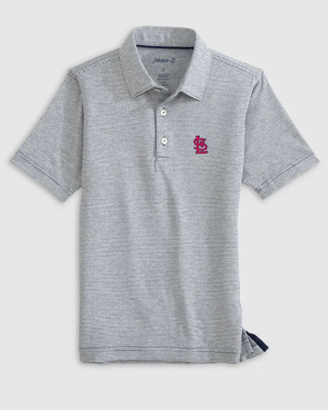 St. Louis Cardinals Lyndonn Jr. Striped Jersey Performance Polo sold by Johnnie-O