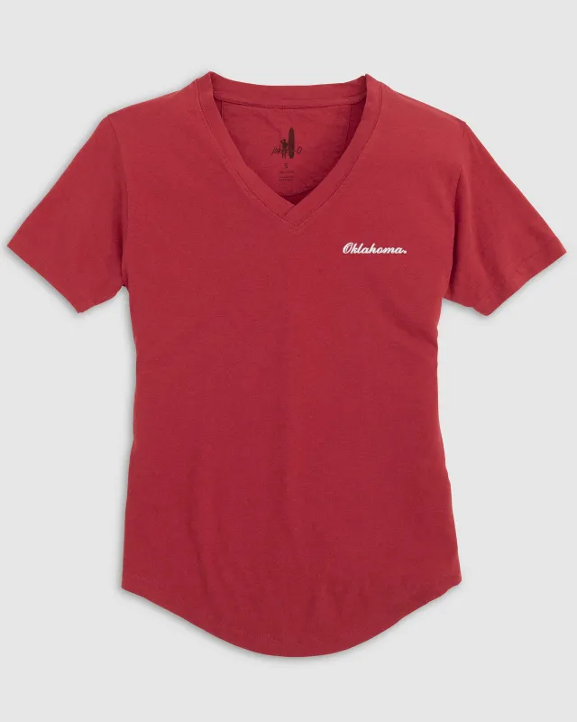 Women's Oklahoma Merediths V-Neck T-Shirt - Script Logo sold by Johnnie-O