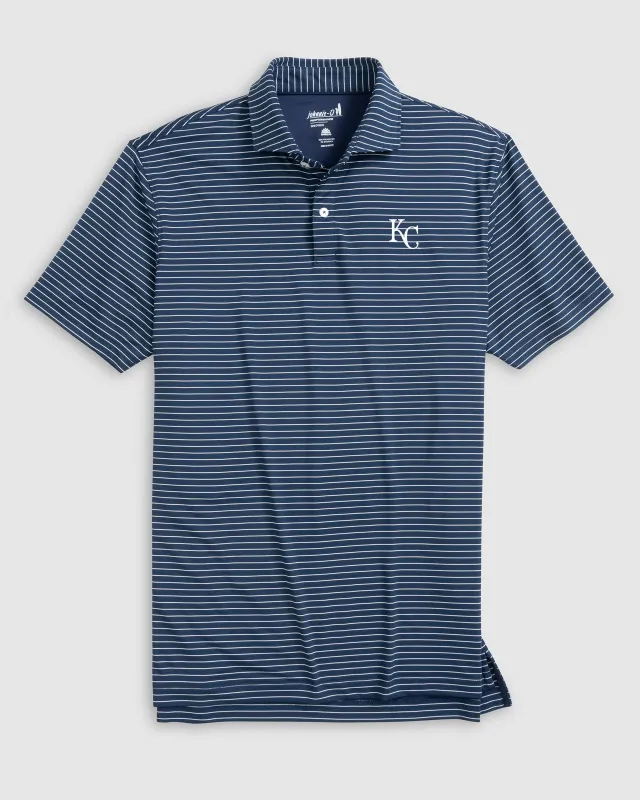 Kansas City Royals Beau Striped Performance Jersey Polo sold by Johnnie-O