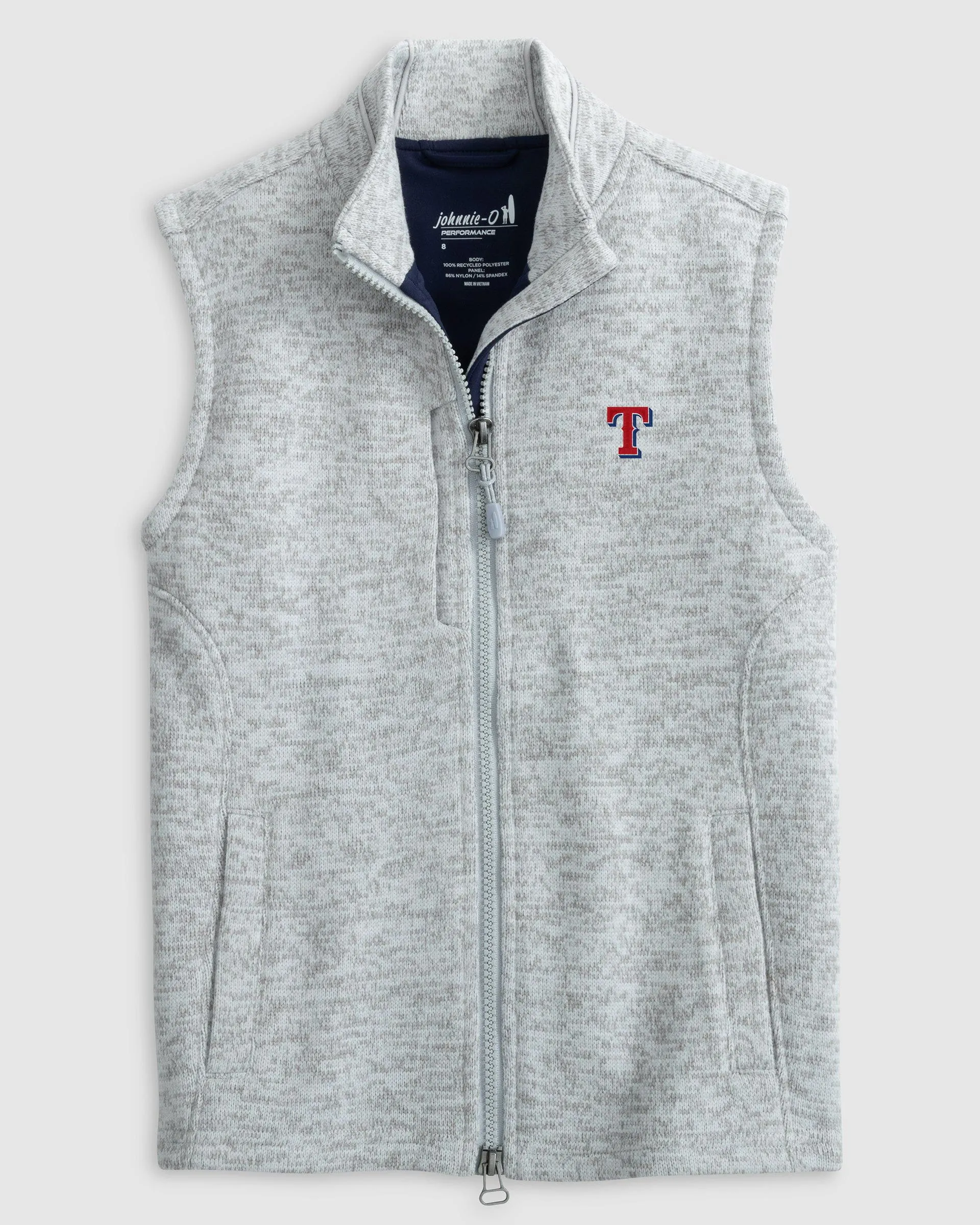 Texas Rangers Denalis Jr. Performance Fleece Vest sold by Johnnie-O