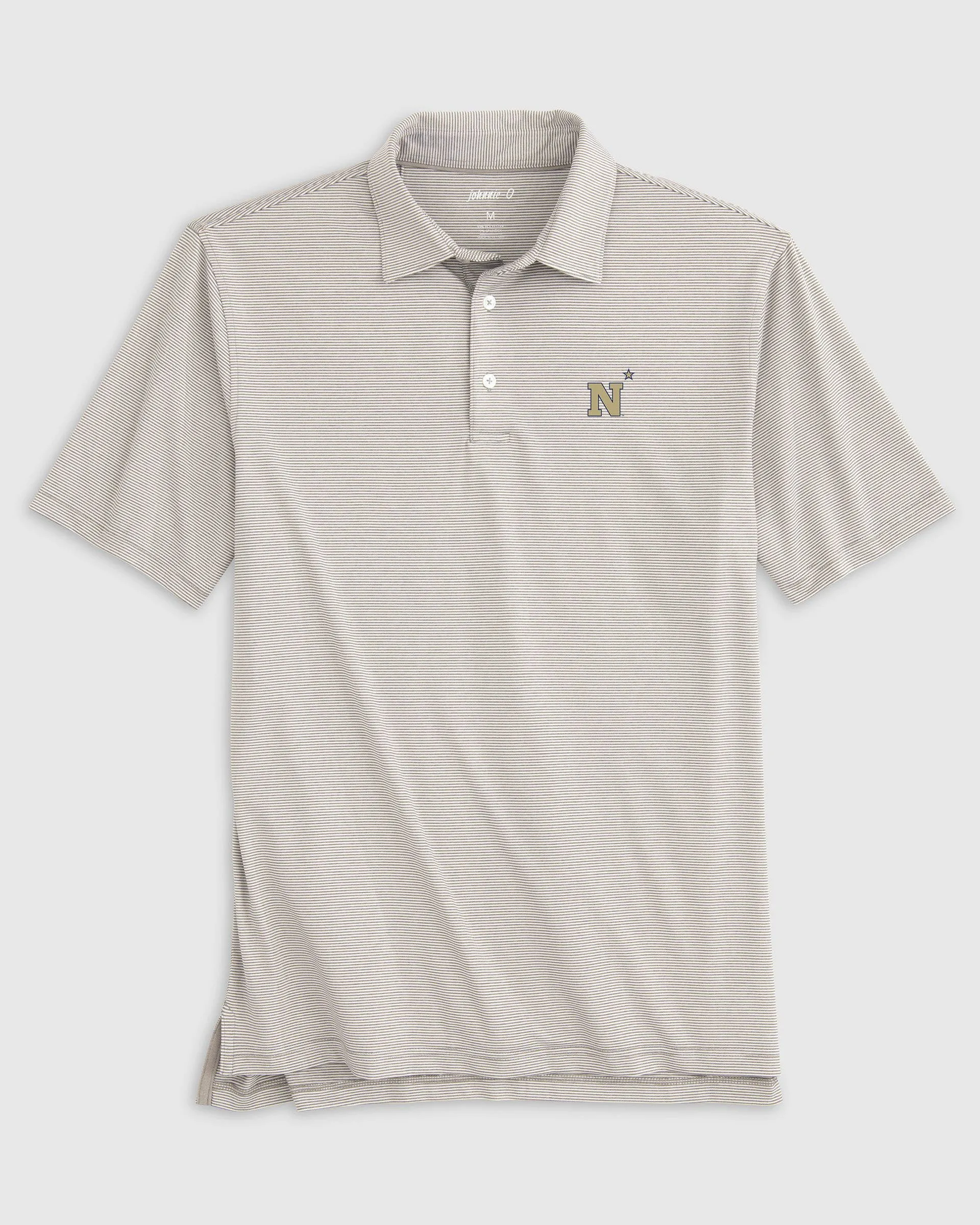 U.S. Naval Academy Lyndonn Striped Jersey Performance Polo sold by Johnnie-O