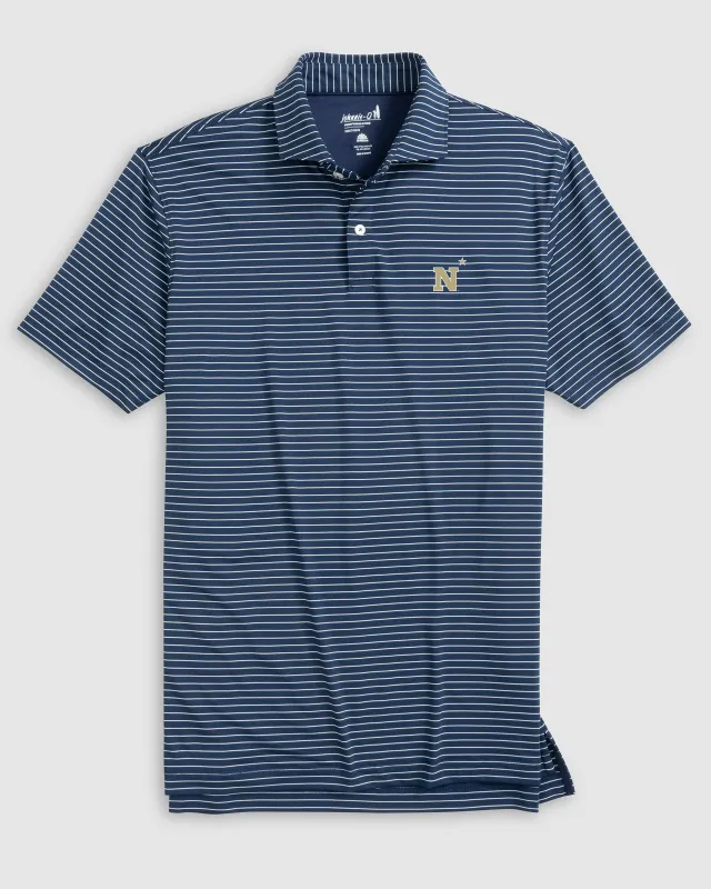 U.S. Naval Academy Beau Striped Performance Jersey Polo sold by Johnnie-O
