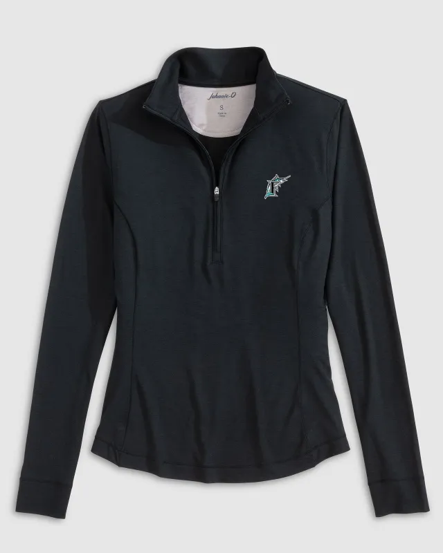 Women's Miami Marlins Susie Performance 1/4 Zip - Cooperstown Logo sold by Johnnie-O