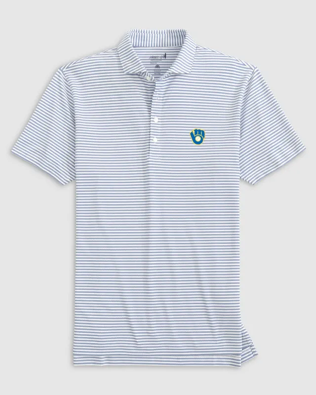 Milwaukee Brewers Stetsons Performance Mesh Polo - Cooperstown Logo sold by Johnnie-O