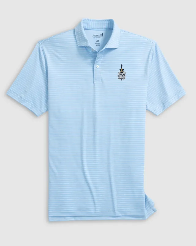 The Citadel Beau Striped Performance Jersey Polo - Vault Logo sold by Johnnie-O