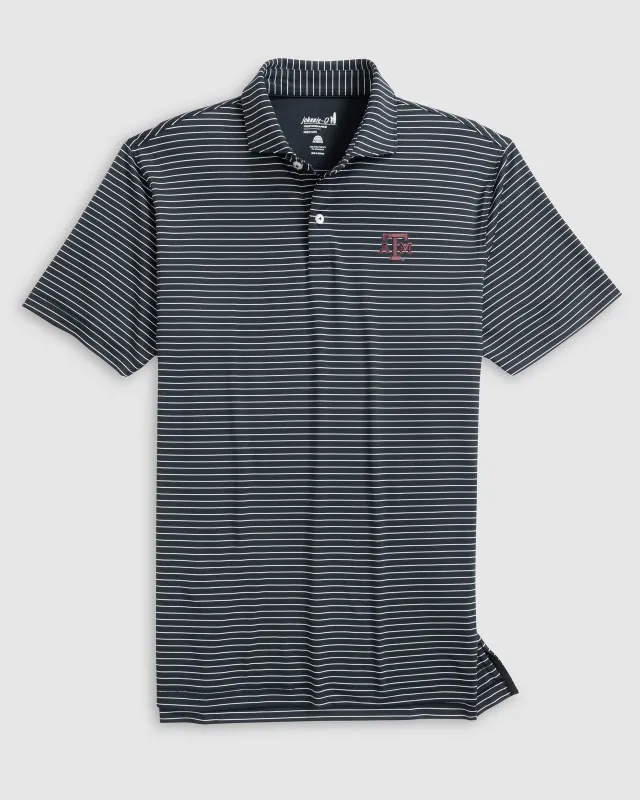 Texas A&M Beau Striped Performance Jersey Polo sold by Johnnie-O