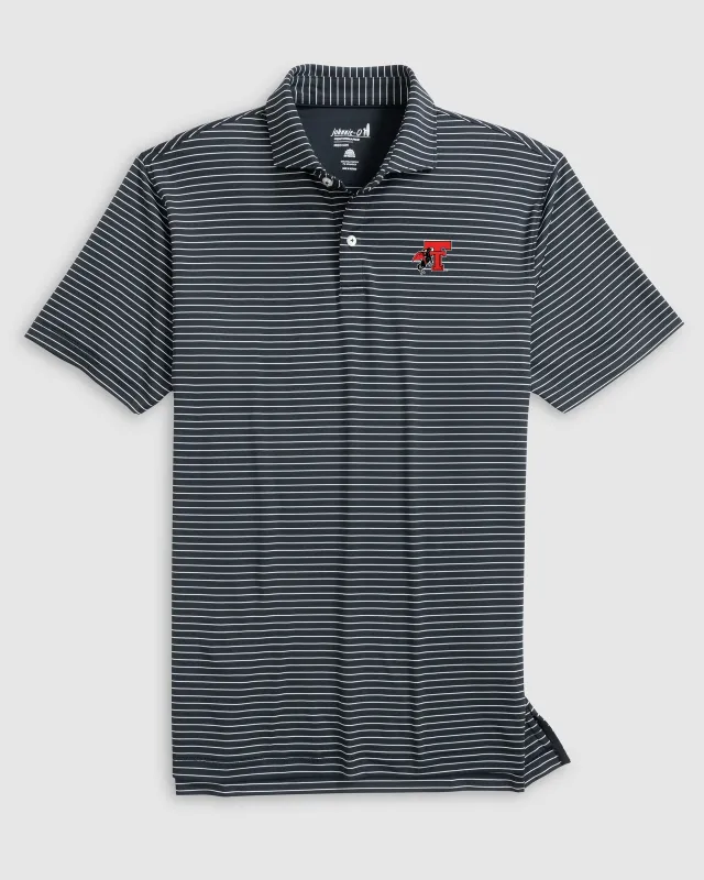 Texas Tech Beau Striped Performance Jersey Polo - Vault Logo sold by Johnnie-O
