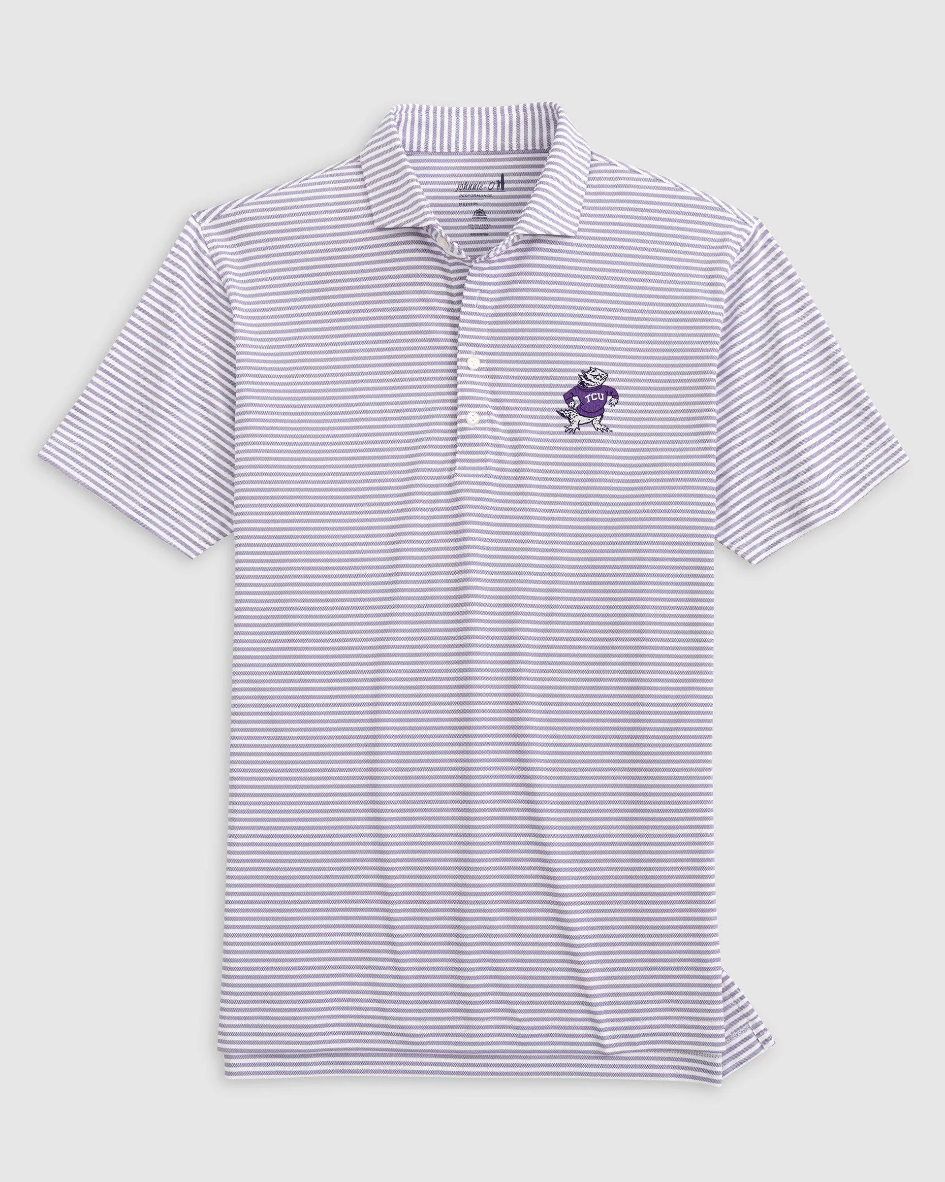 Texas Christian Stetsons Striped Performance Mesh Polo - Vault Logo sold by Johnnie-O product image thumbnail 2