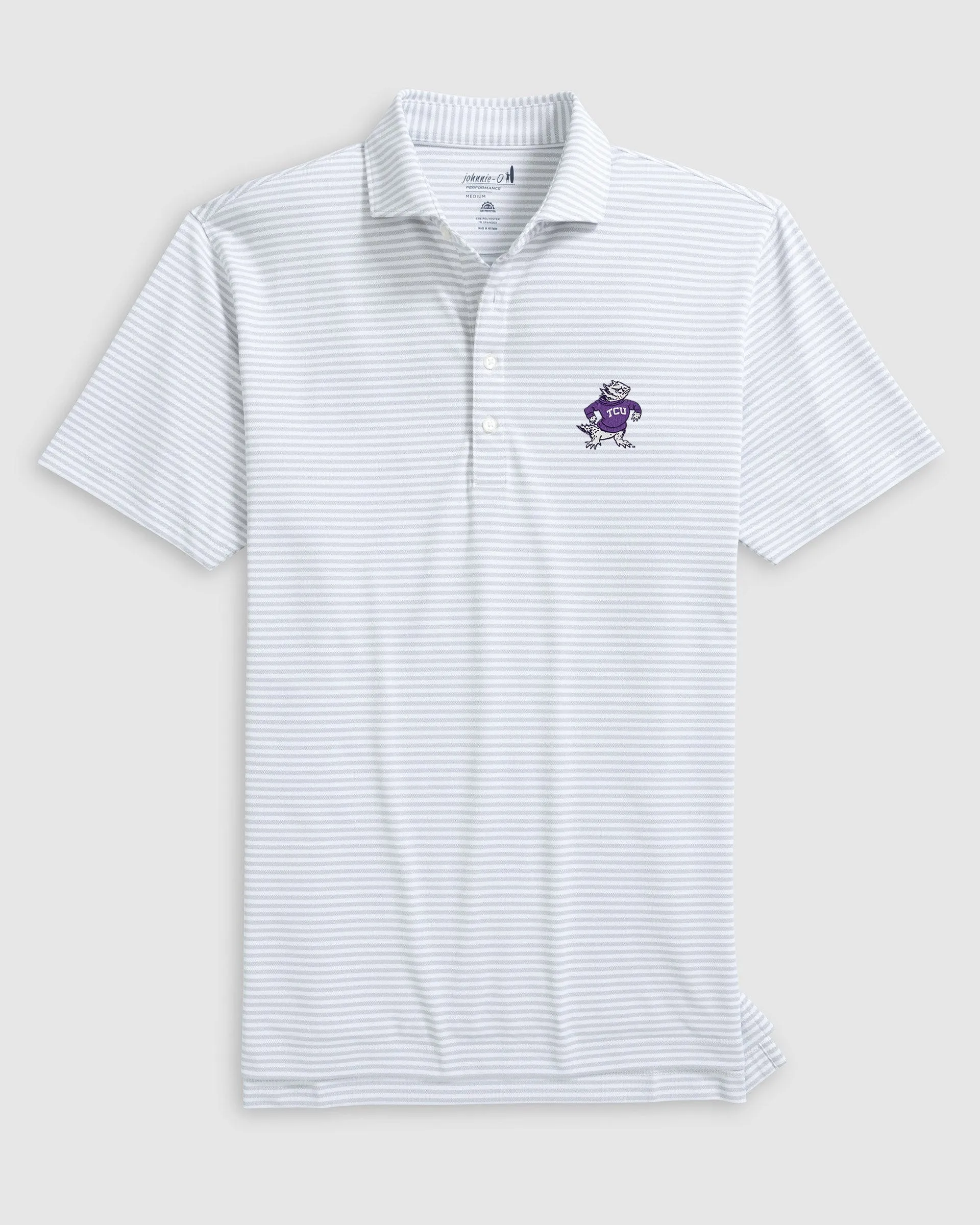 Texas Christian Stetsons Striped Performance Mesh Polo - Vault Logo sold by Johnnie-O product image thumbnail 3