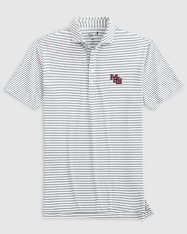 Mississippi State Stetsons Striped Performance Mesh Polo - Vault Logo sold by Johnnie-O
