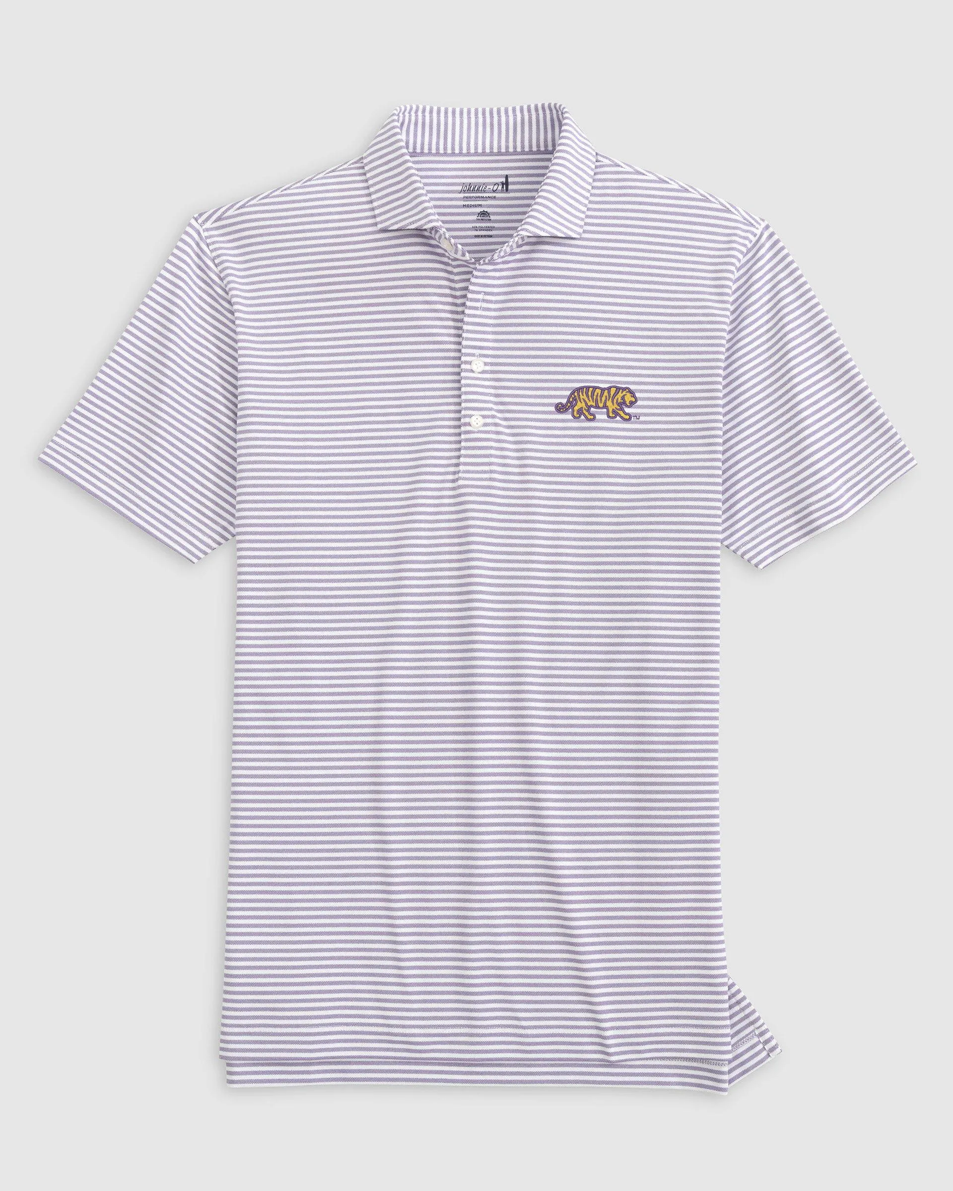 Louisiana State Stetsons Striped Performance Mesh Polo - Mike The Tiger Logo sold by Johnnie-O product image thumbnail 2