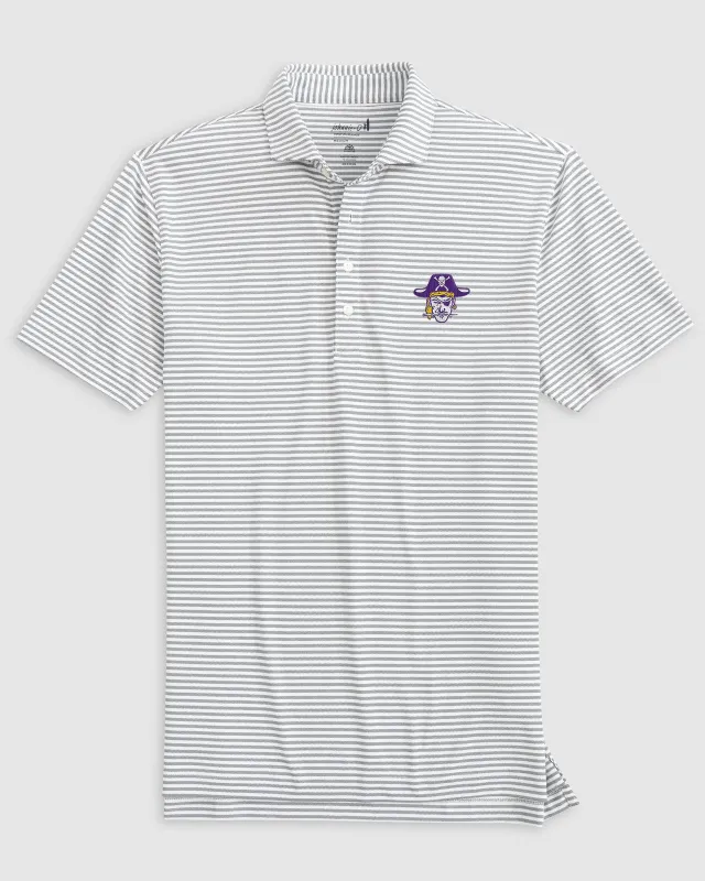 East Carolina Stetsons Striped Performance Mesh Polo  - Vault Logo sold by Johnnie-O