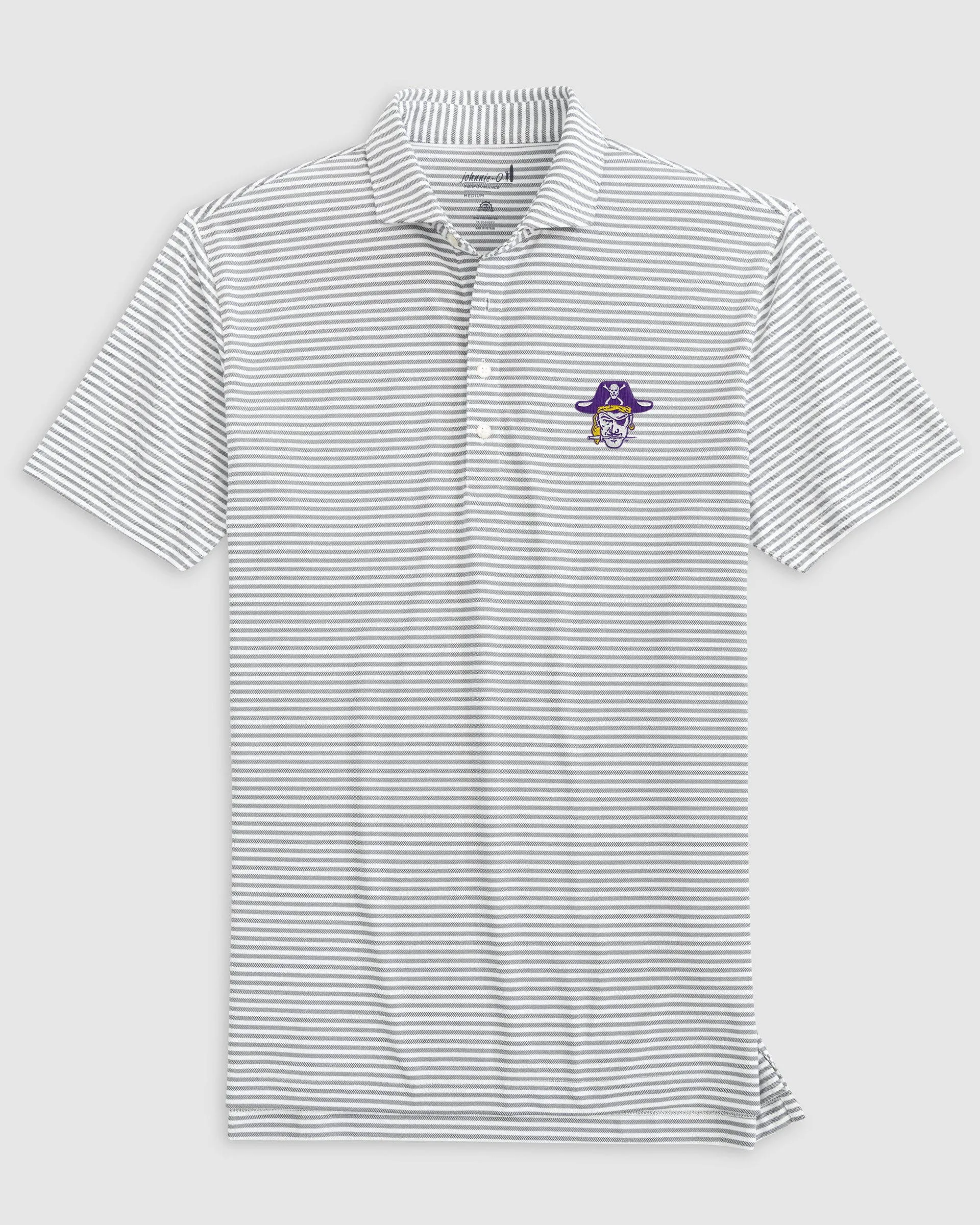 East Carolina Stetsons Striped Performance Mesh Polo - Vault Logo sold by Johnnie-O