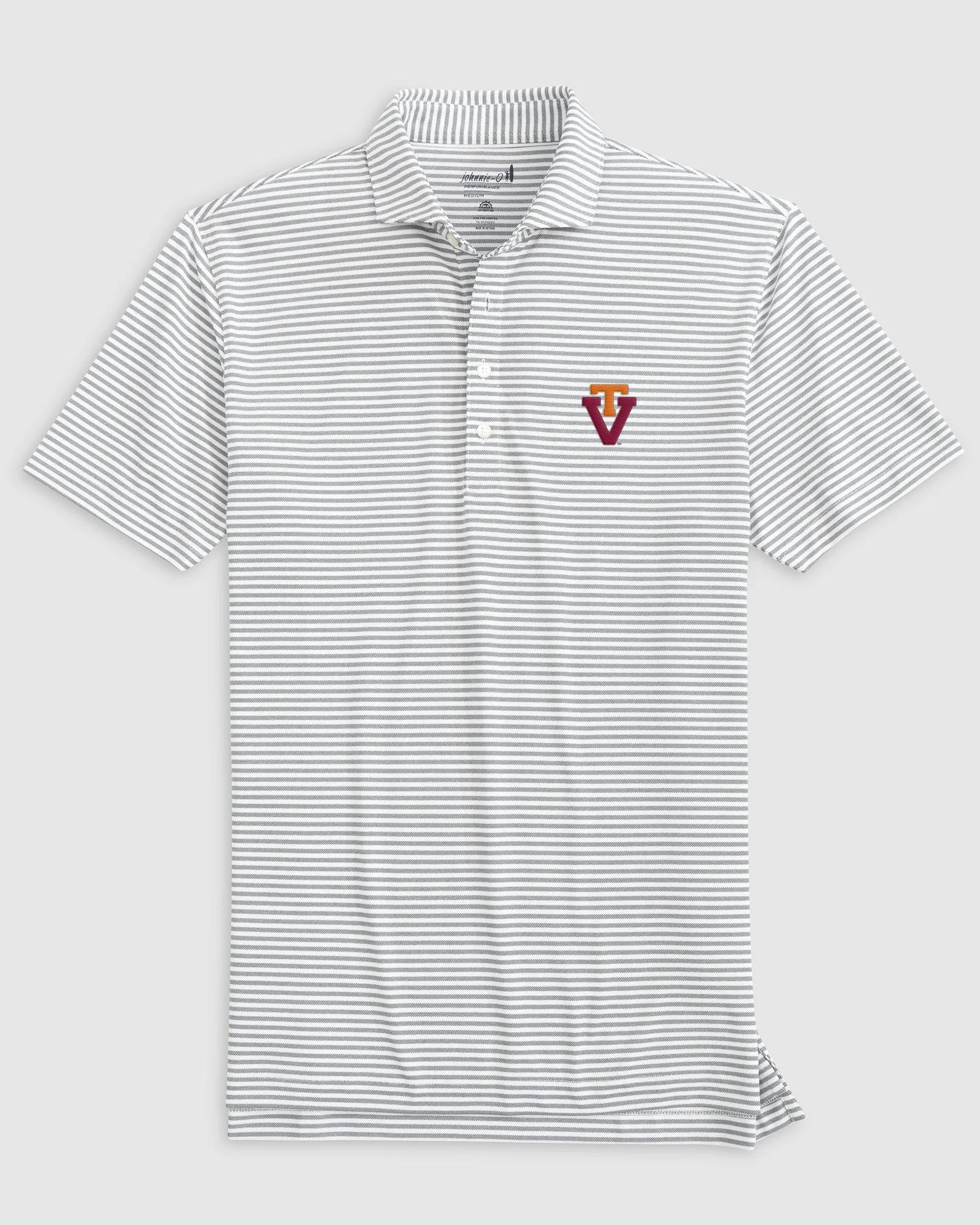 Virginia Tech Stetsons Striped Performance Mesh Polo - Vault Logo sold by Johnnie-O
