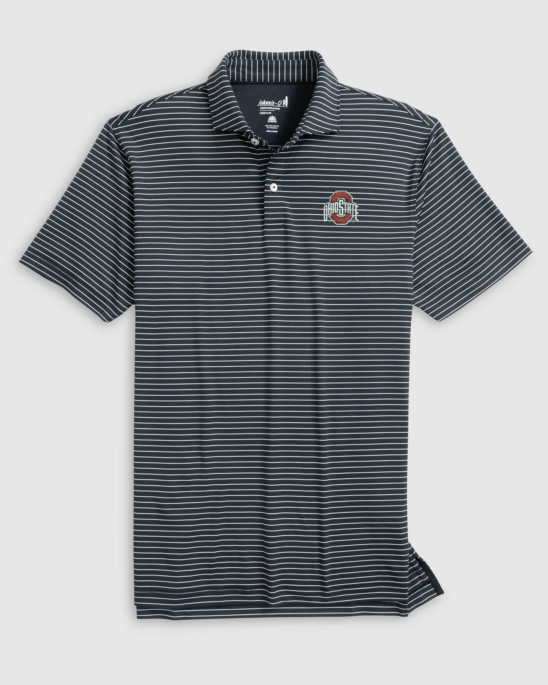 Ohio State Beau Striped Performance Jersey Polo sold by Johnnie-O