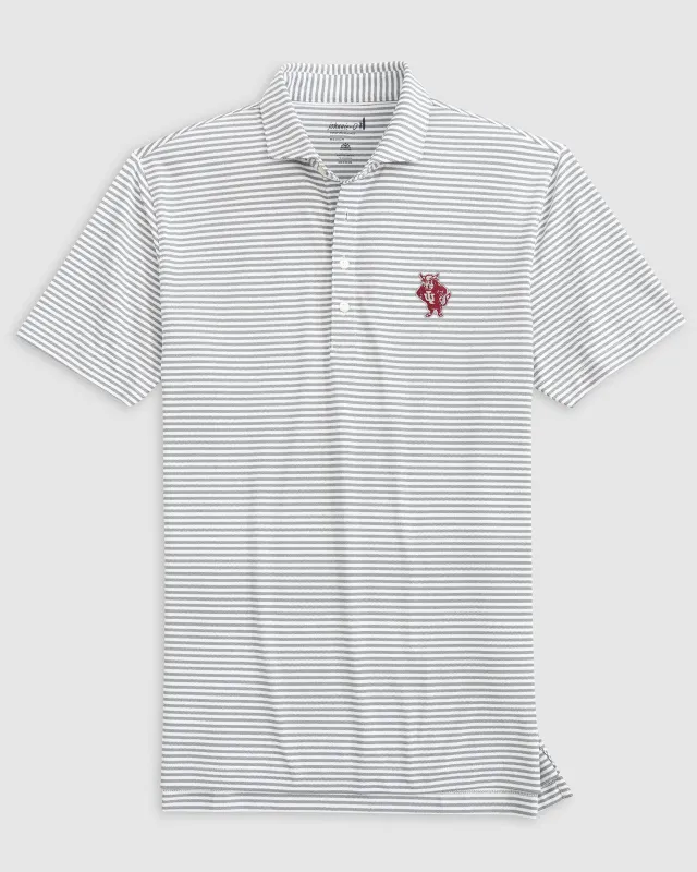 Indiana Stetsons Striped Performance Mesh Polo - Vault Logo sold by Johnnie-O