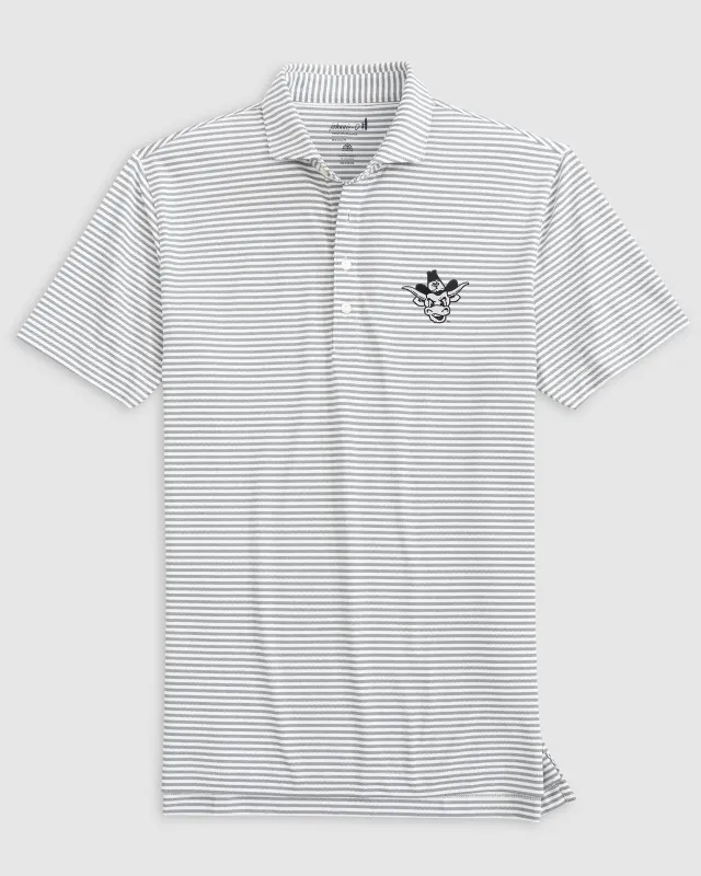 Texas Stetsons Striped Performance Mesh Polo - Vault Logo sold by Johnnie-O
