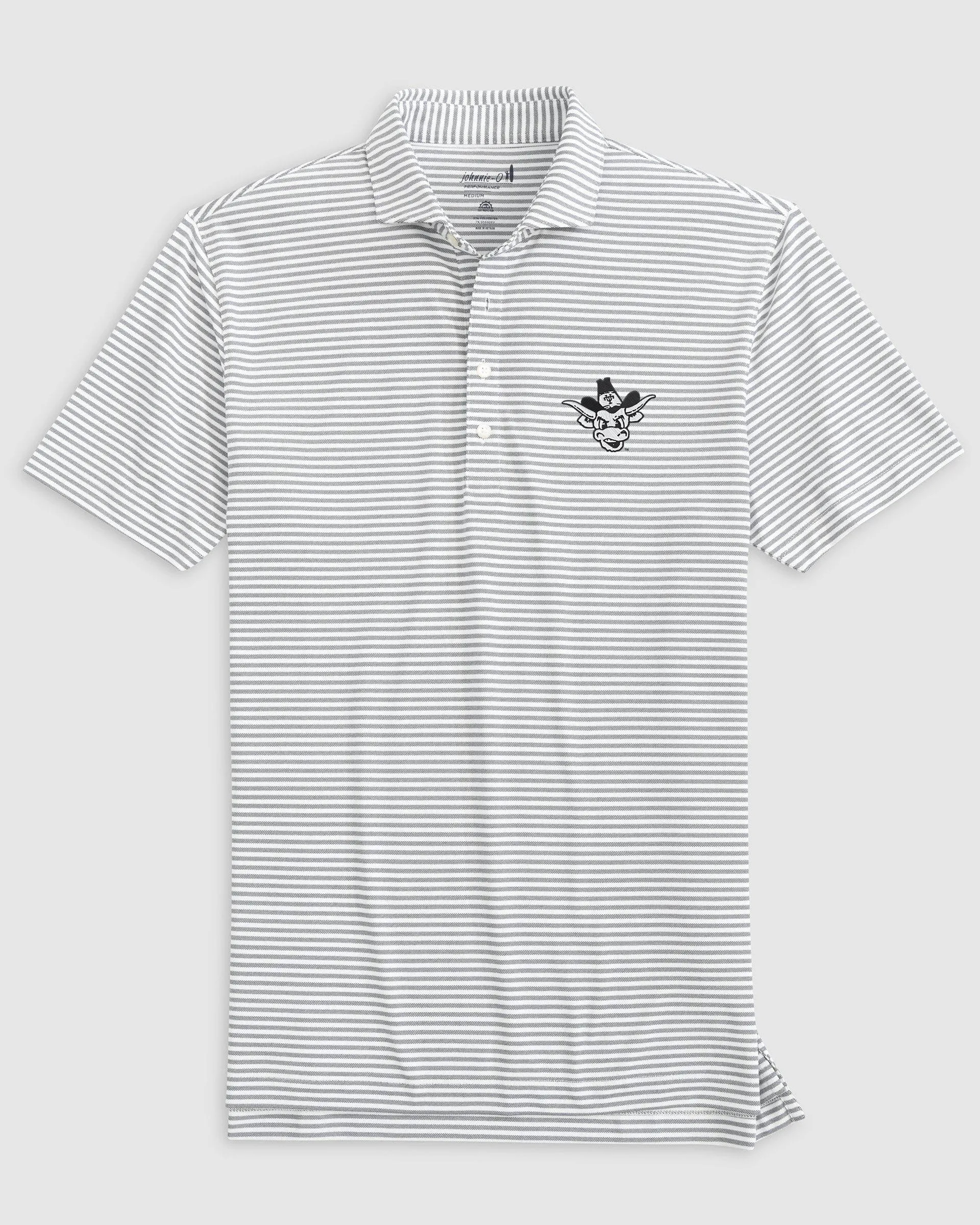 Texas Stetsons Striped Performance Mesh Polo - Vault Logo sold by Johnnie-O