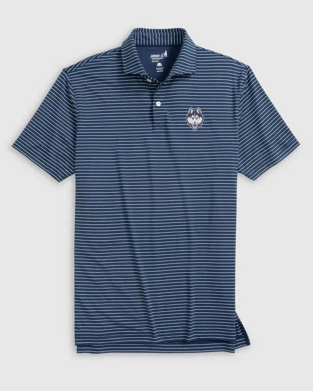 Uconn Beau Striped Performance Jersey Polo sold by Johnnie-O