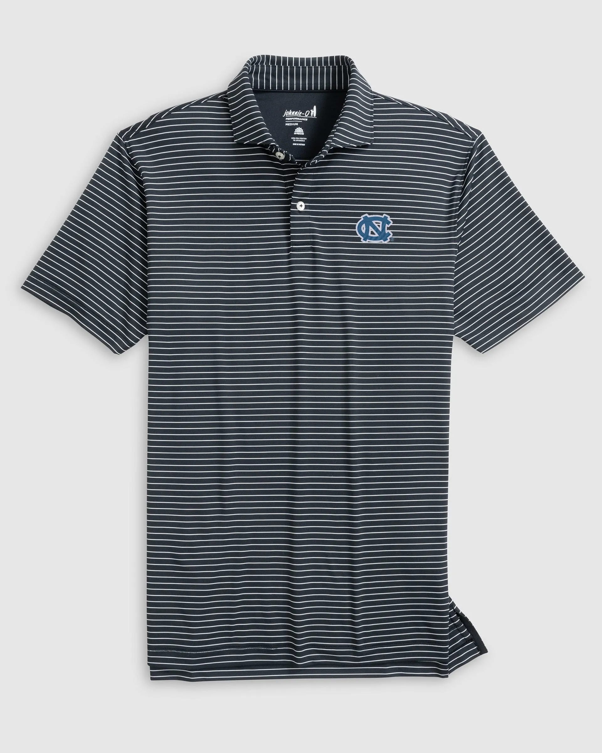 North Carolina Beau Striped Performance Jersey Polo sold by Johnnie-O