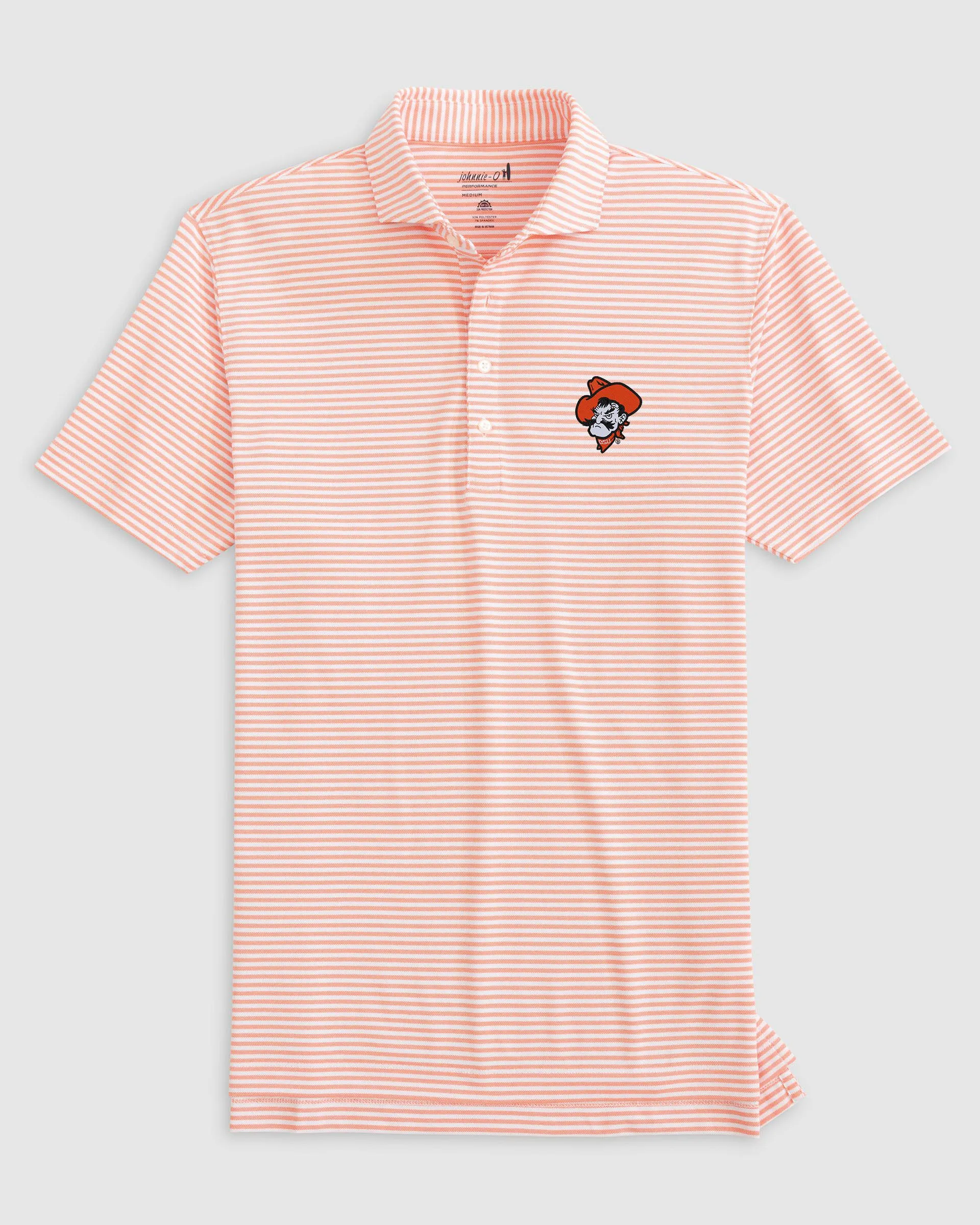 Oklahoma State Stetsons Striped Performance Mesh Polo - Pistol Pete Logo sold by Johnnie-O product image thumbnail 2