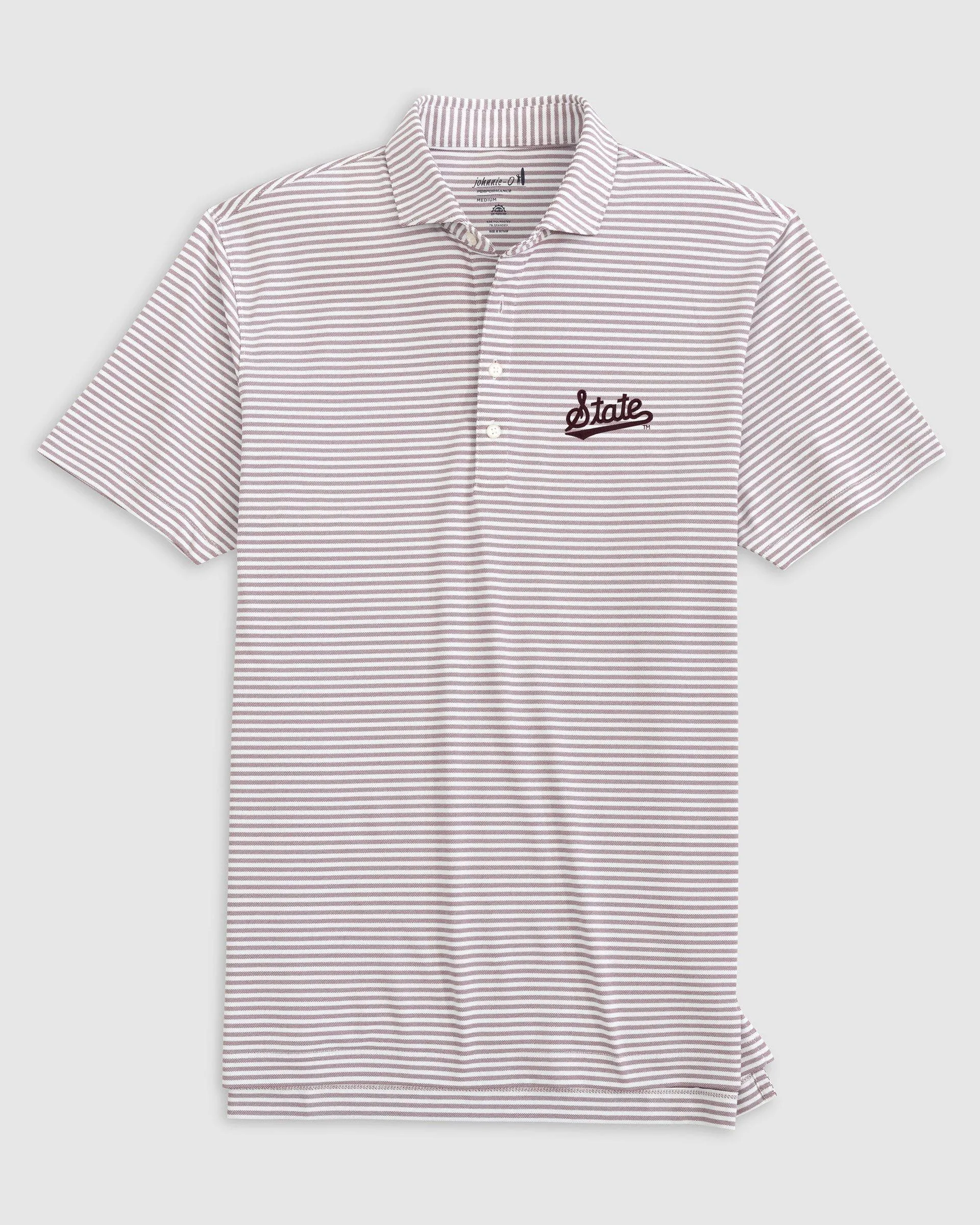 Mississippi State Stetsons Striped Performance Mesh Polo - State Logo sold by Johnnie-O product image thumbnail 2