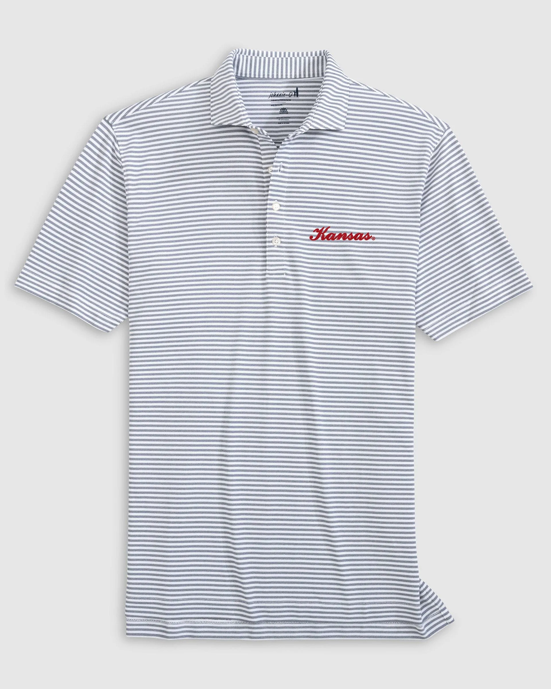 Kansas Stetsons Striped Performance Mesh Polo - Script Logo sold by Johnnie-O product image thumbnail 3