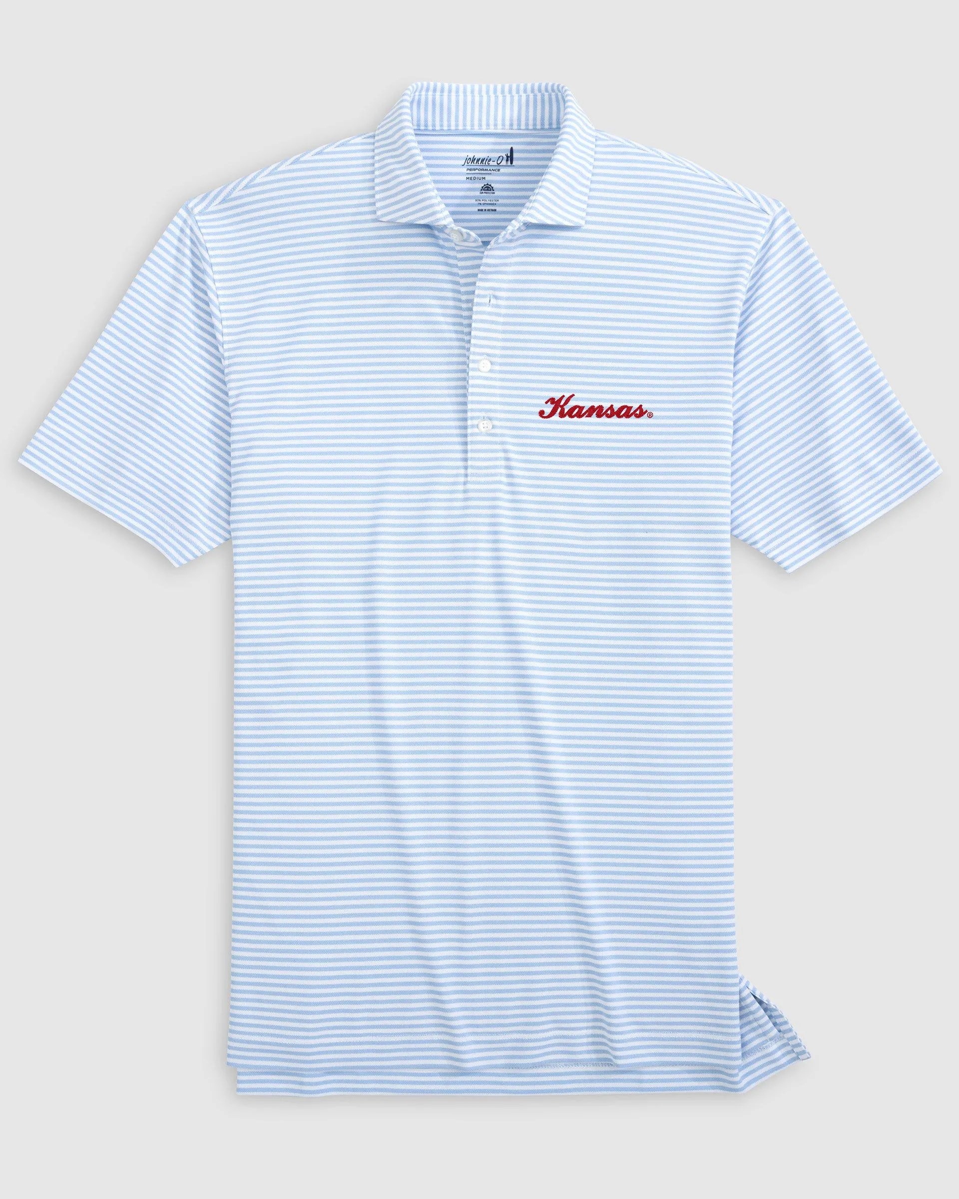 Kansas Stetsons Striped Performance Mesh Polo - Script Logo sold by Johnnie-O product image thumbnail 2