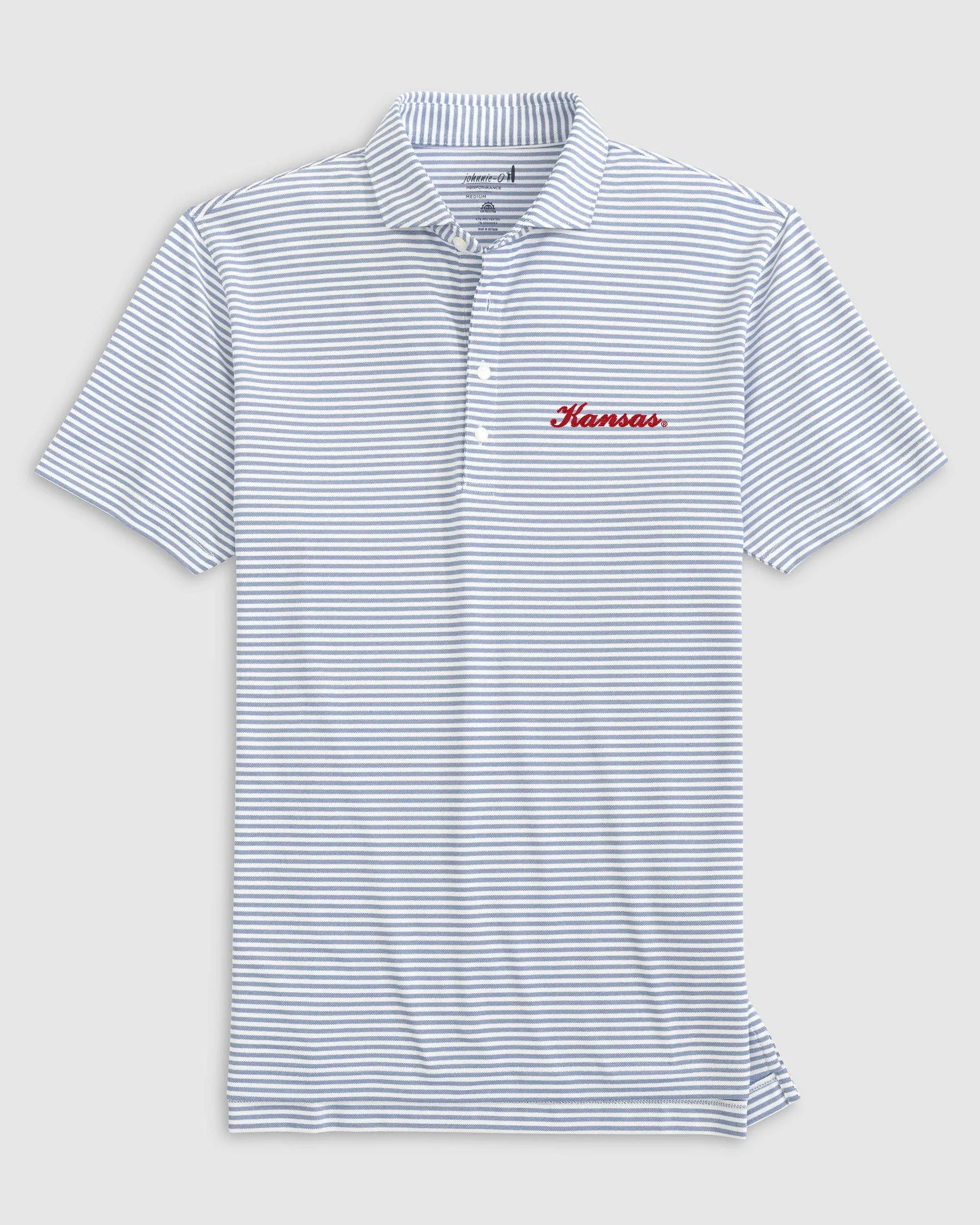 Kansas Stetsons Striped Performance Mesh Polo - Script Logo sold by Johnnie-O product image thumbnail 5