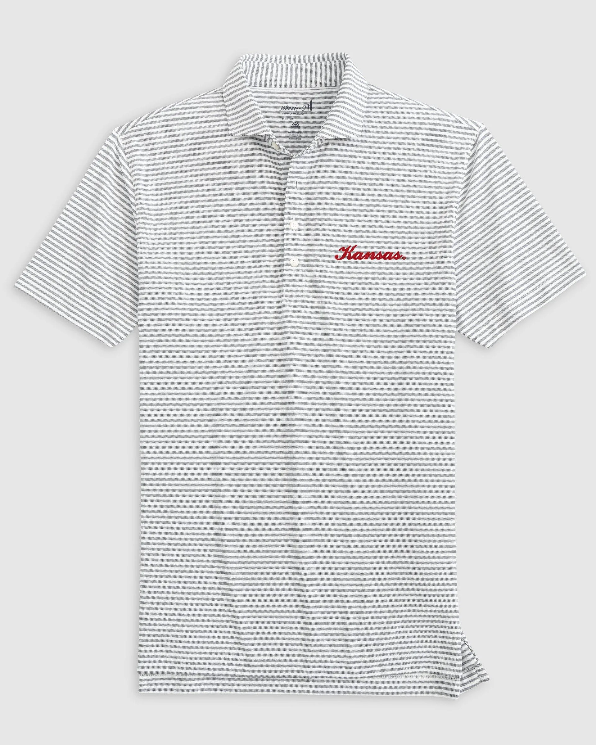 Kansas Stetsons Striped Performance Mesh Polo - Script Logo sold by Johnnie-O