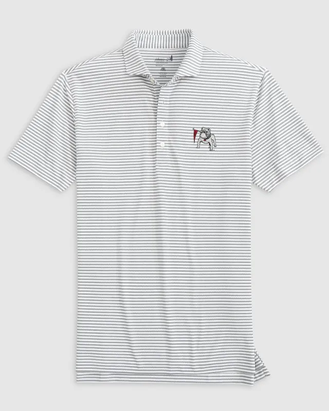 Georgia Stetsons Striped Performance Mesh Polo - Vault Logo sold by Johnnie-O