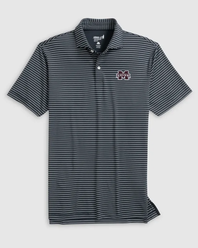 Mississippi State Beau Striped Performance Jersey Polo sold by Johnnie-O